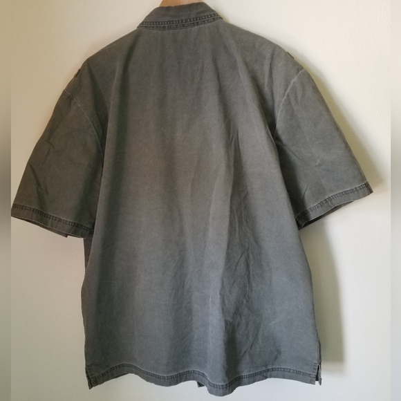 Harley Davidson Gray Embroidered Patched Military Style Button Shirt Motorcycle - Picture 2 of 7